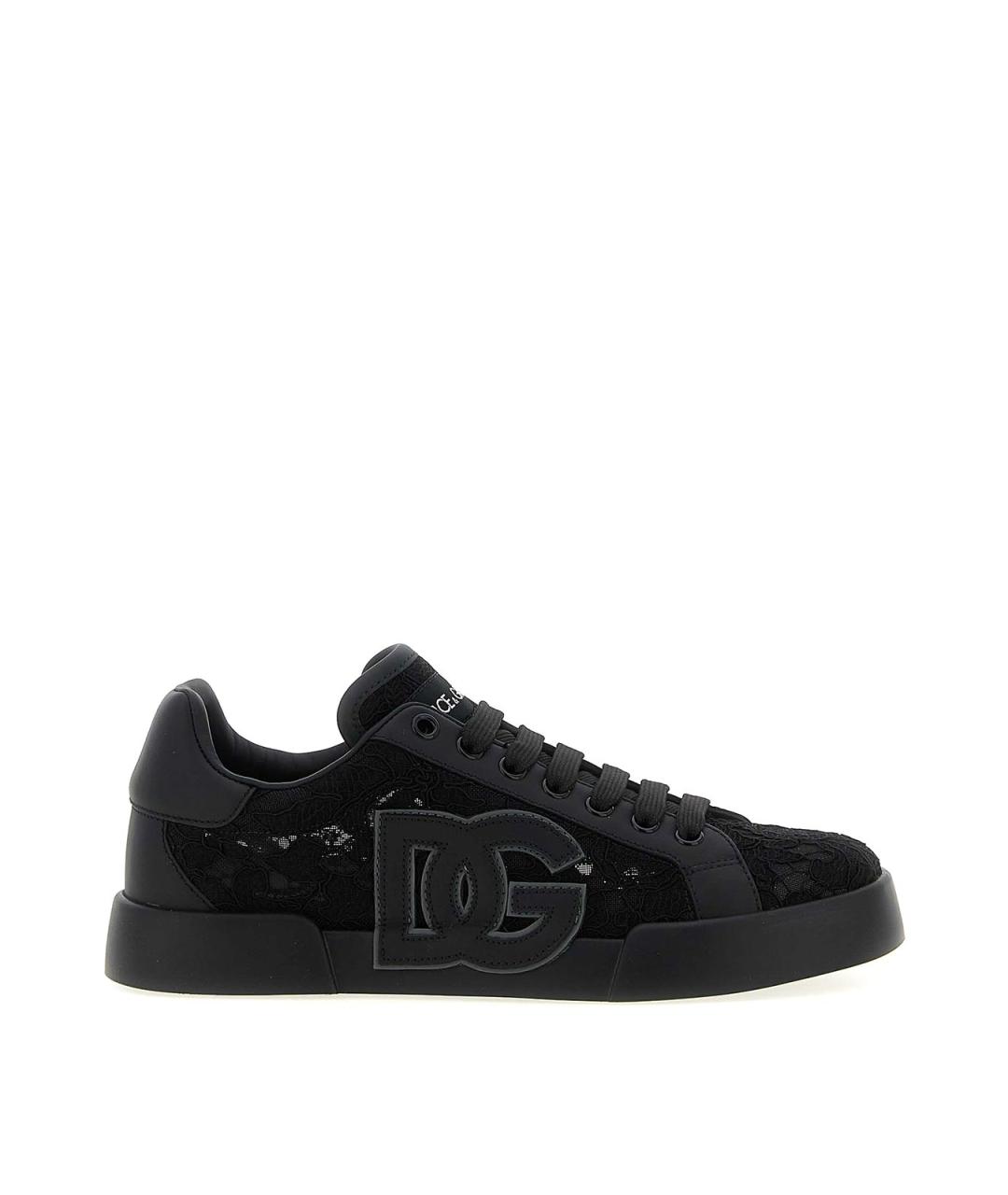 DOLCE&GABBANA Черные кожаные кеды, фото 1