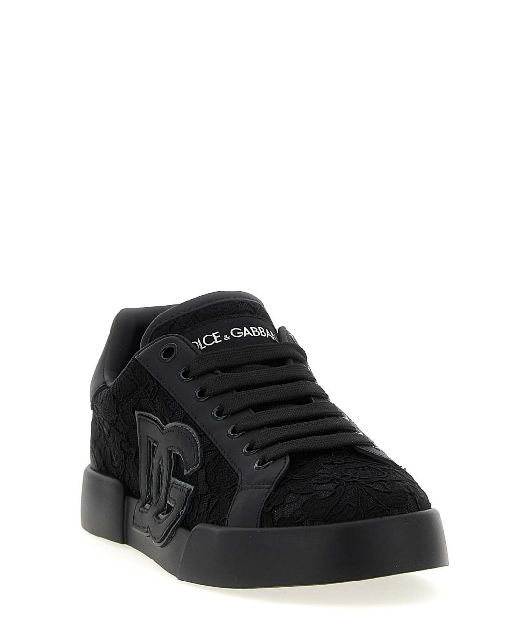 DOLCE&GABBANA Черные кожаные кеды, фото 2