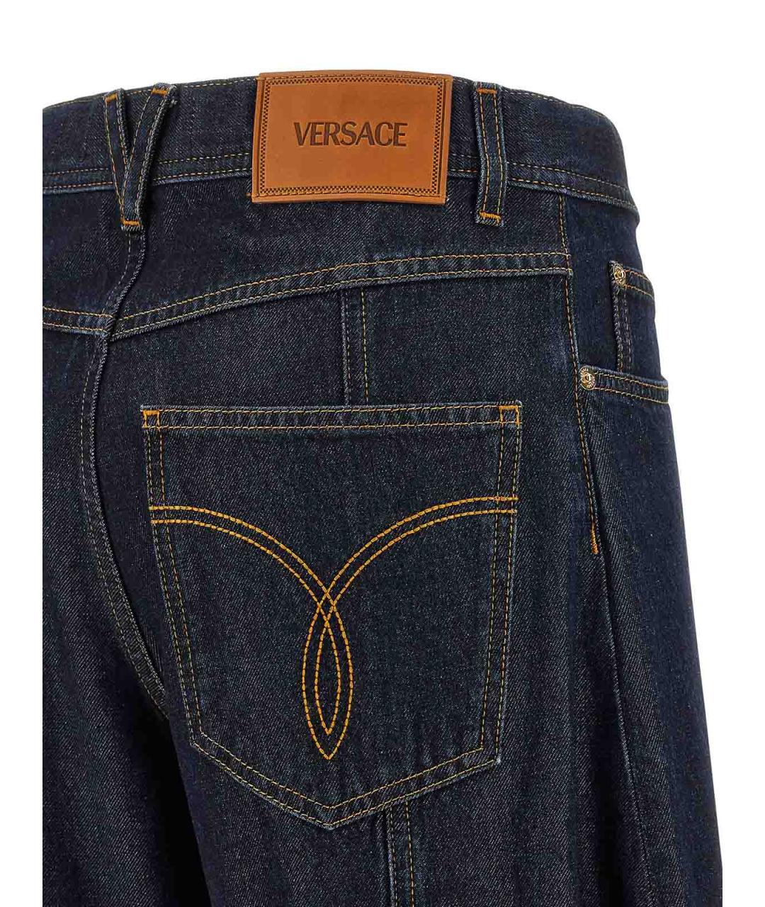 VERSACE Синие хлопковые джинсы клеш, фото 4