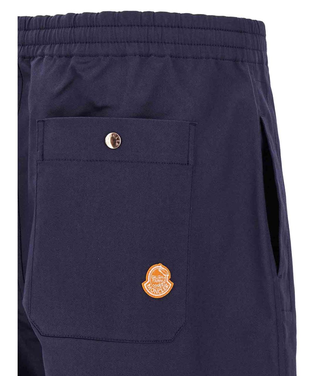 MONCLER Синие хлопковые повседневные брюки, фото 4