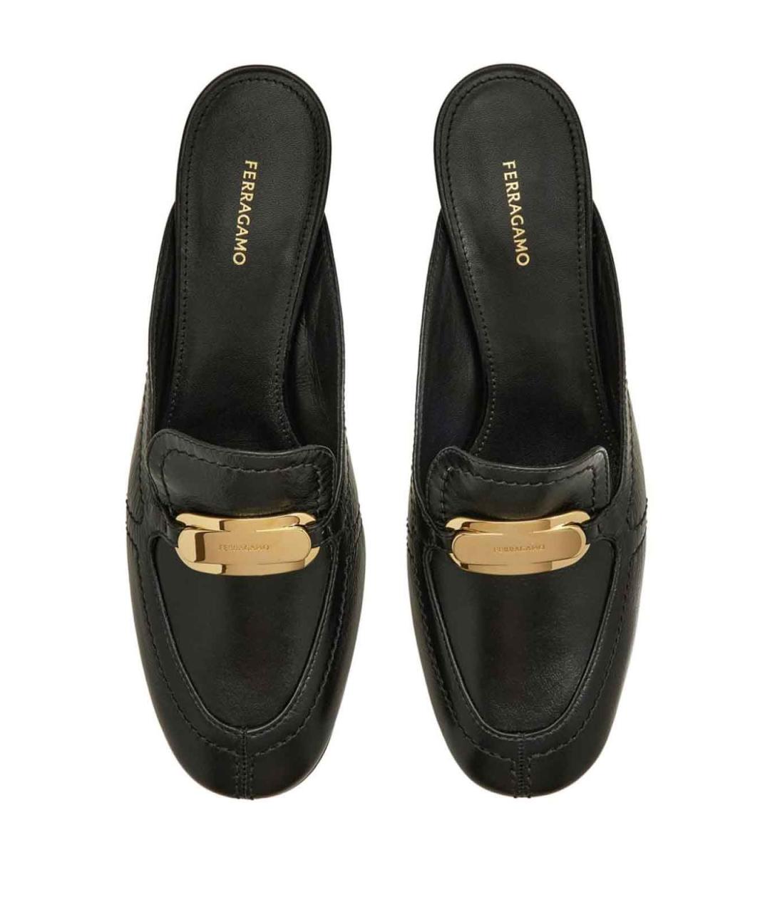 FERRAGAMO Черные кожаные сандалии, фото 5