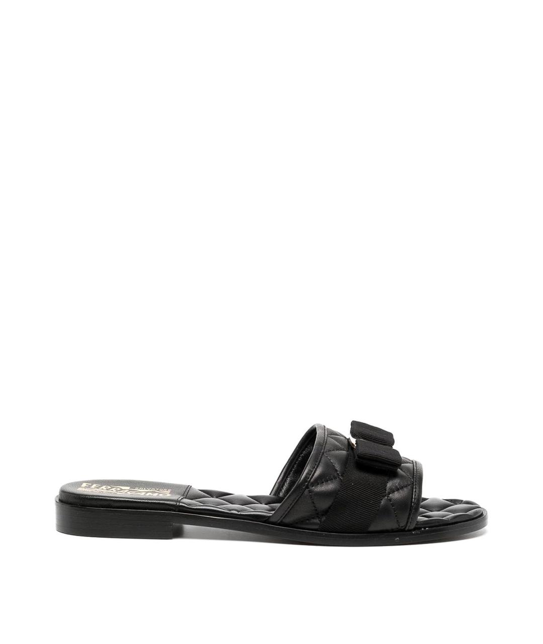 FERRAGAMO Черные кожаные сандалии, фото 1