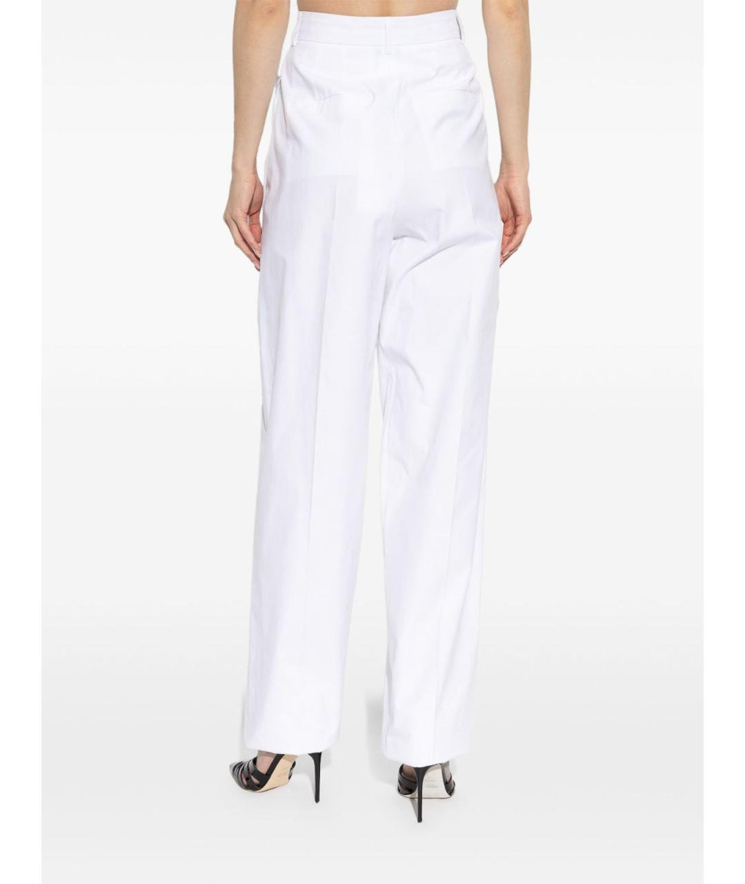 SPORTMAX Белые хлопковые брюки широкие, фото 3