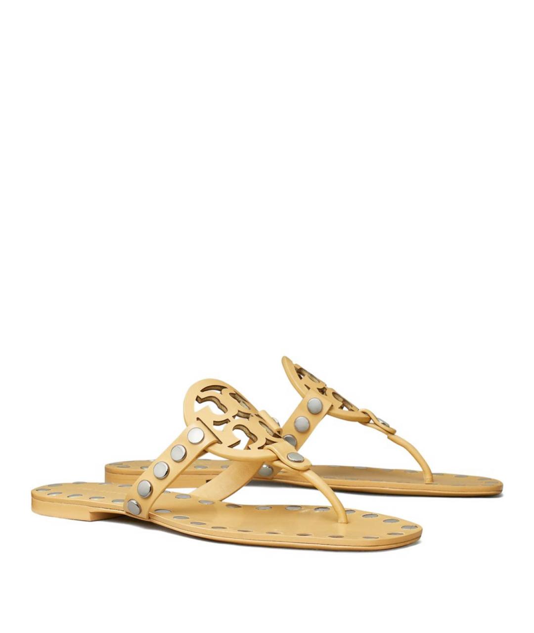 TORY BURCH Желтые кожаные сандалии, фото 2