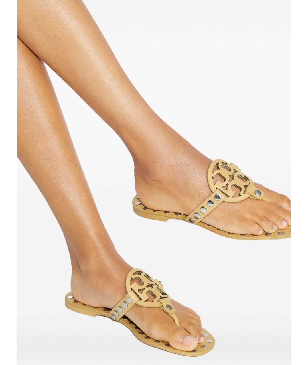 TORY BURCH Желтые кожаные сандалии, фото 3