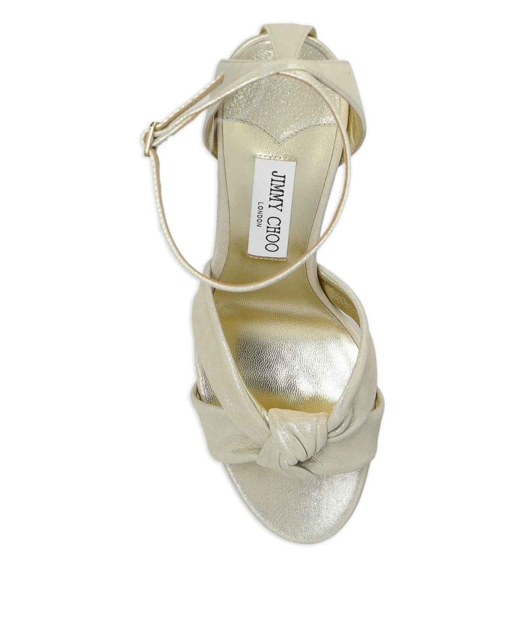 JIMMY CHOO Золотые кожаные босоножки, фото 5