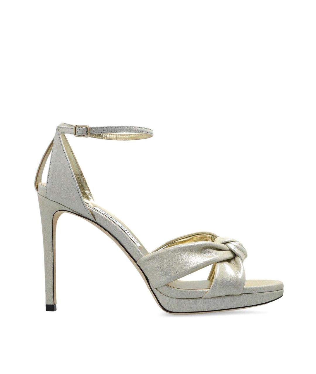 JIMMY CHOO Золотые кожаные босоножки, фото 1