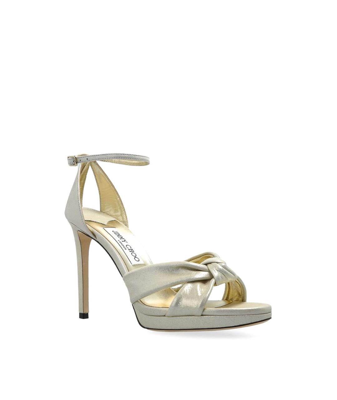 JIMMY CHOO Золотые кожаные босоножки, фото 2