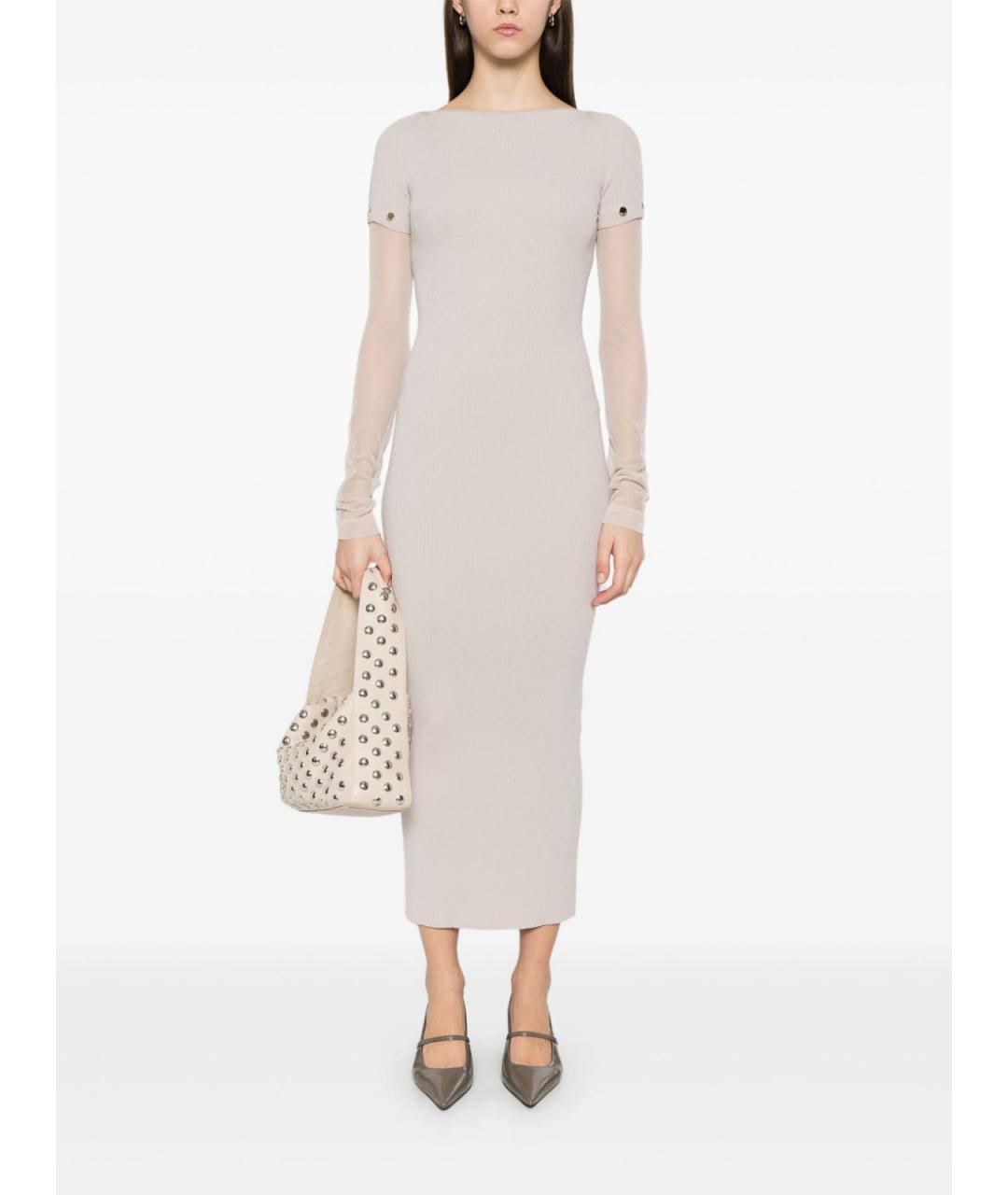 SPORTMAX Серое полиэстеровое повседневное платье, фото 5