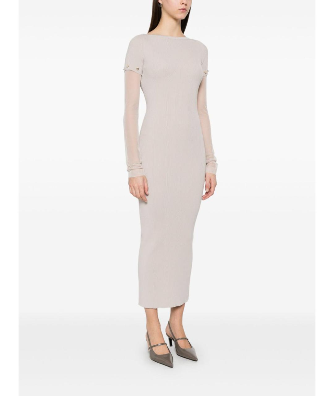 SPORTMAX Серое полиэстеровое повседневное платье, фото 4