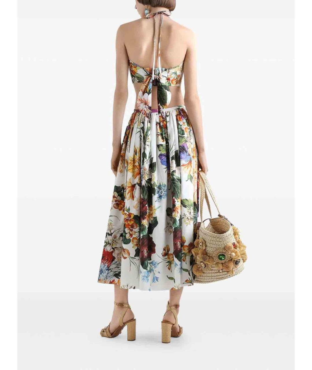 DOLCE&GABBANA Белая хлопковая юбка миди, фото 3
