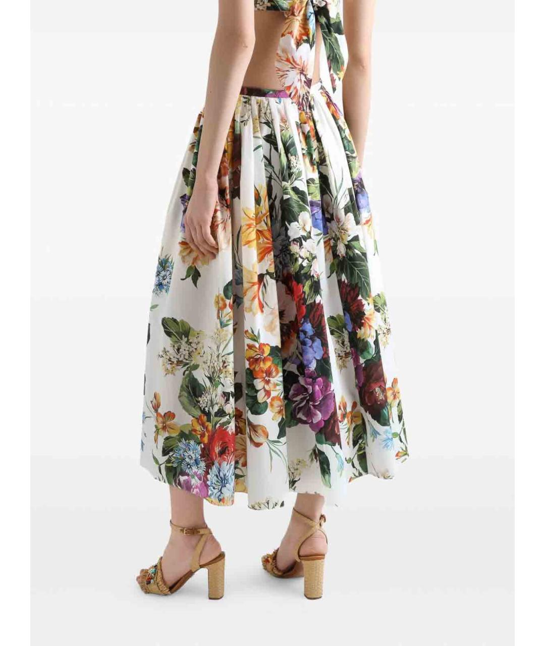 DOLCE&GABBANA Белая хлопковая юбка миди, фото 5
