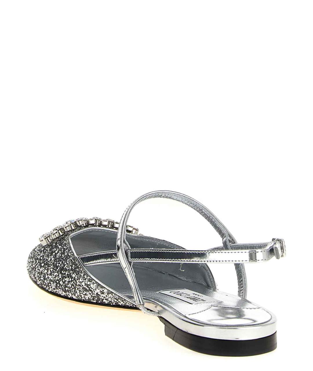 JIMMY CHOO Серебряные кожаные балетки, фото 3