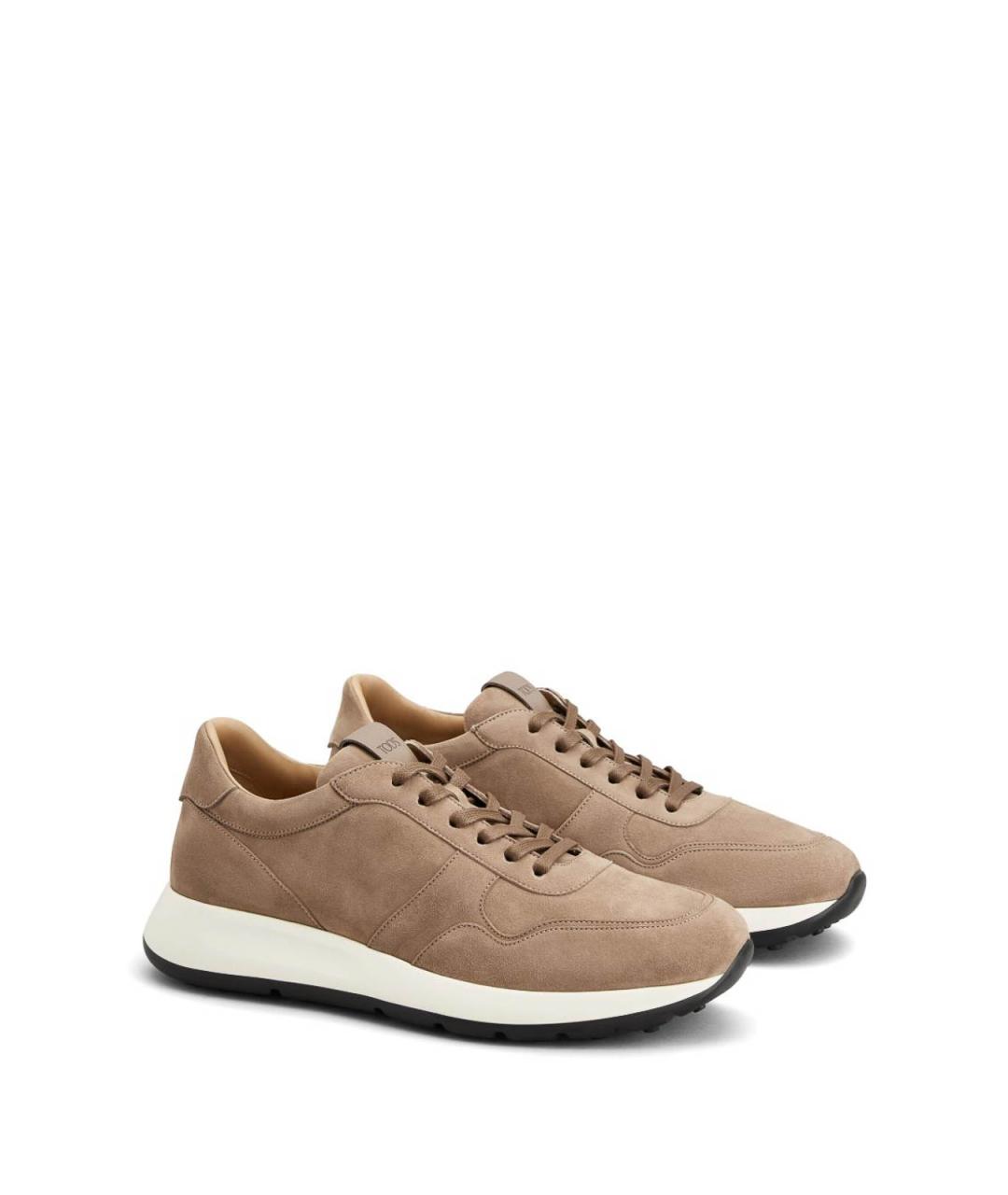 TOD'S Бежевые резиновые низкие кроссовки / кеды, фото 5