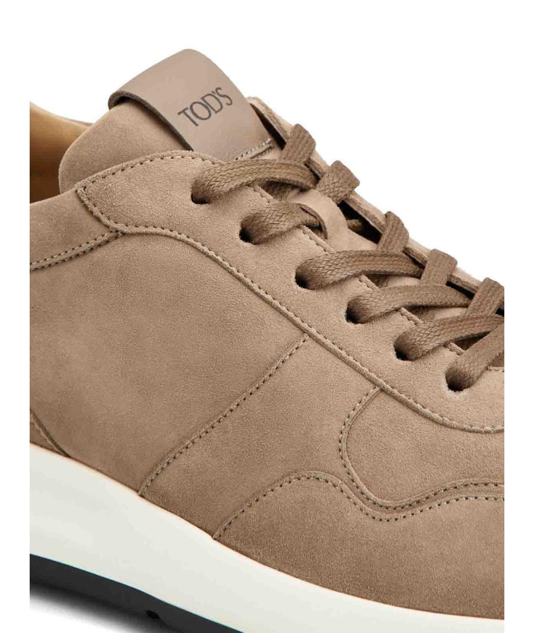TOD'S Бежевые резиновые низкие кроссовки / кеды, фото 3