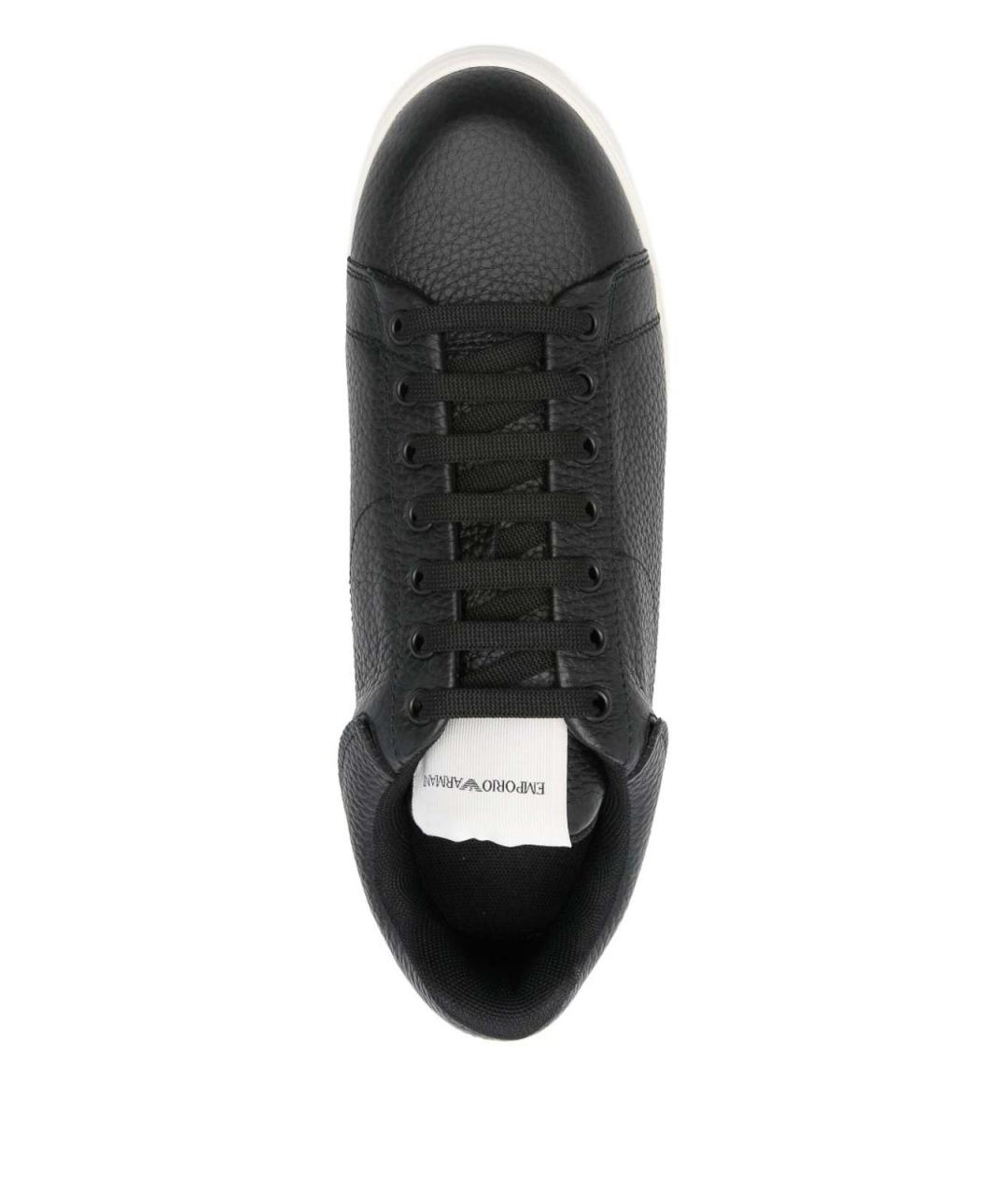 EMPORIO ARMANI Черные кожаные низкие кроссовки / кеды, фото 3