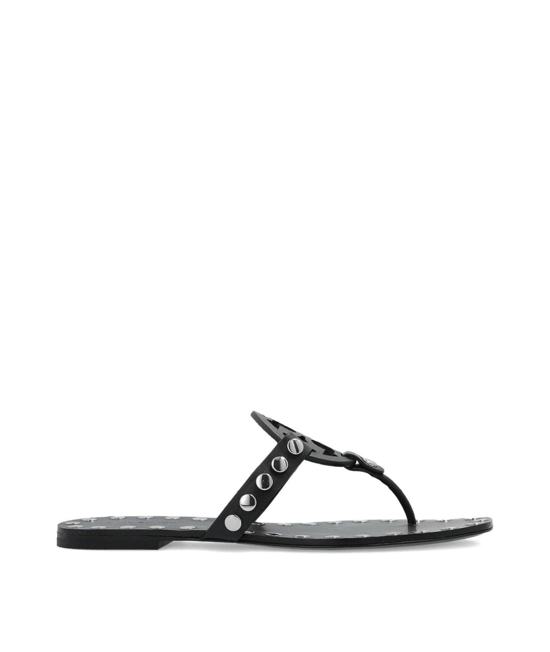 TORY BURCH Черные кожаные балетки, фото 1