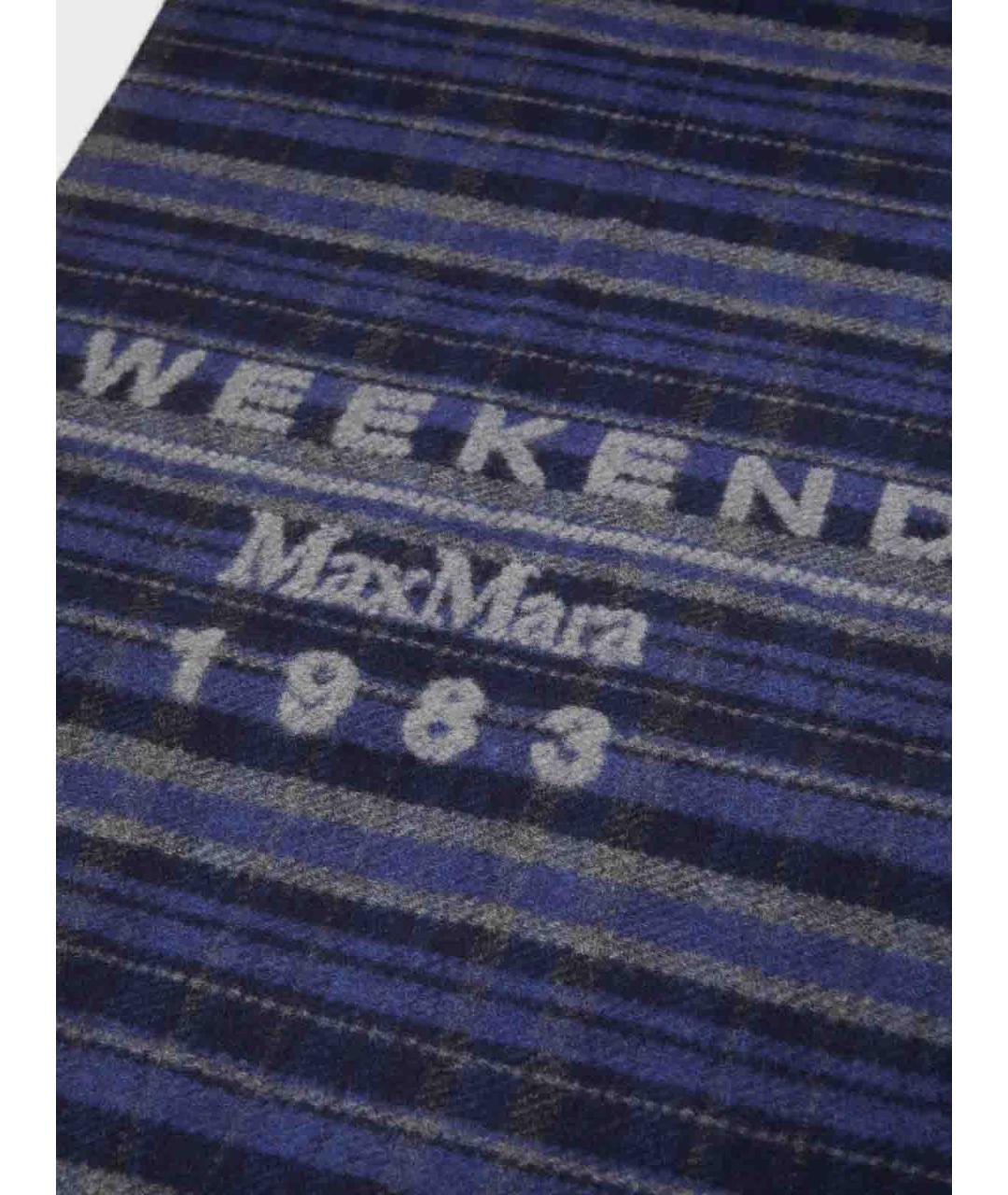 WEEKEND MAX MARA Синий шерстяной шарф, фото 4