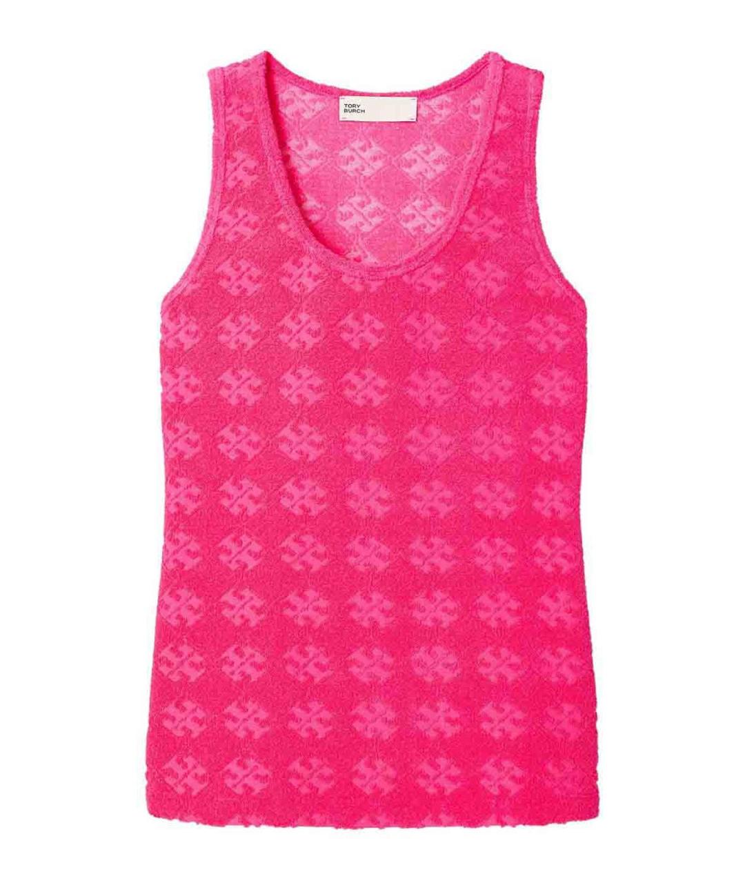 TORY BURCH Фуксия хлопковая майка, фото 1