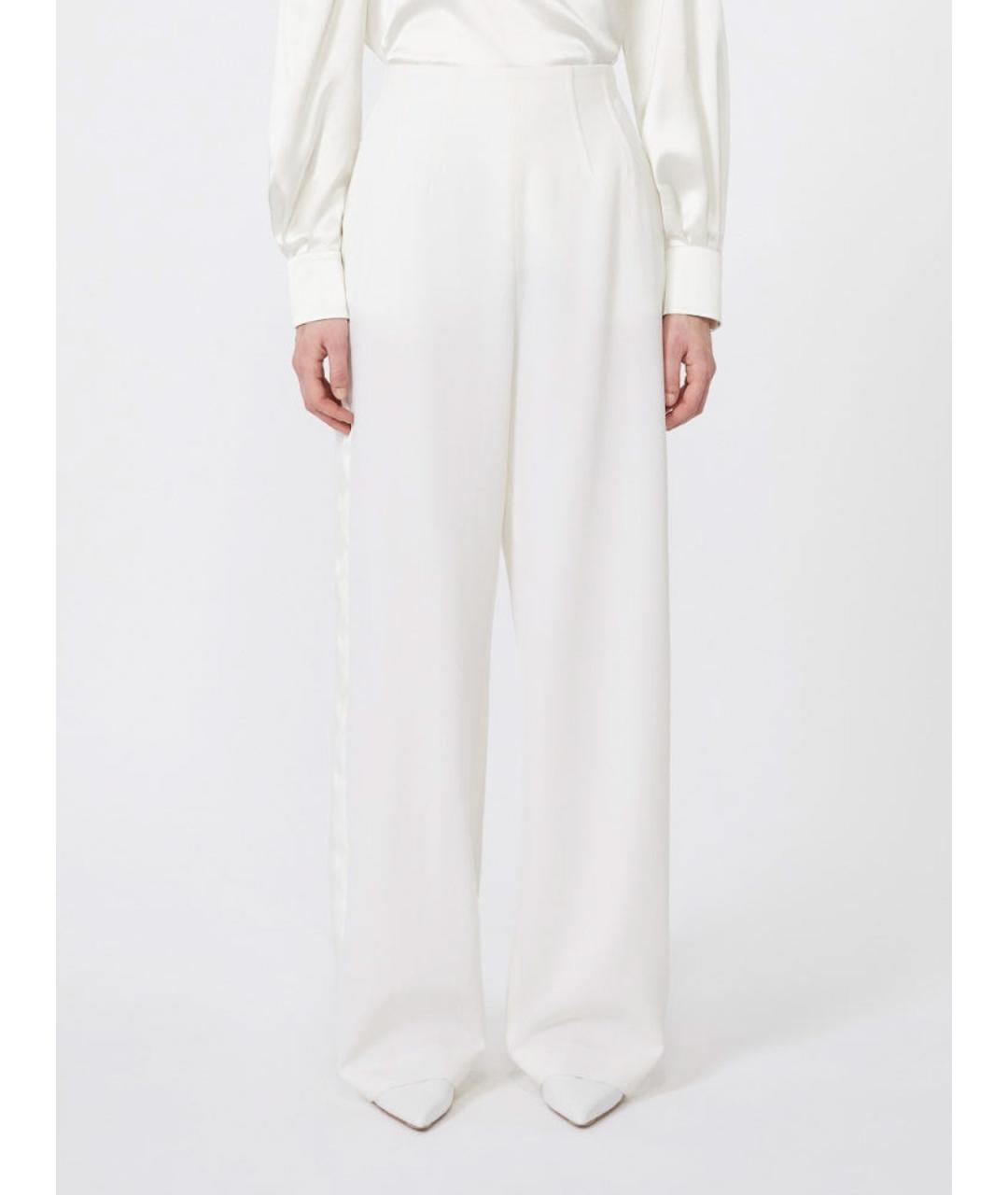 MAX MARA Белые шерстяные брюки широкие, фото 3
