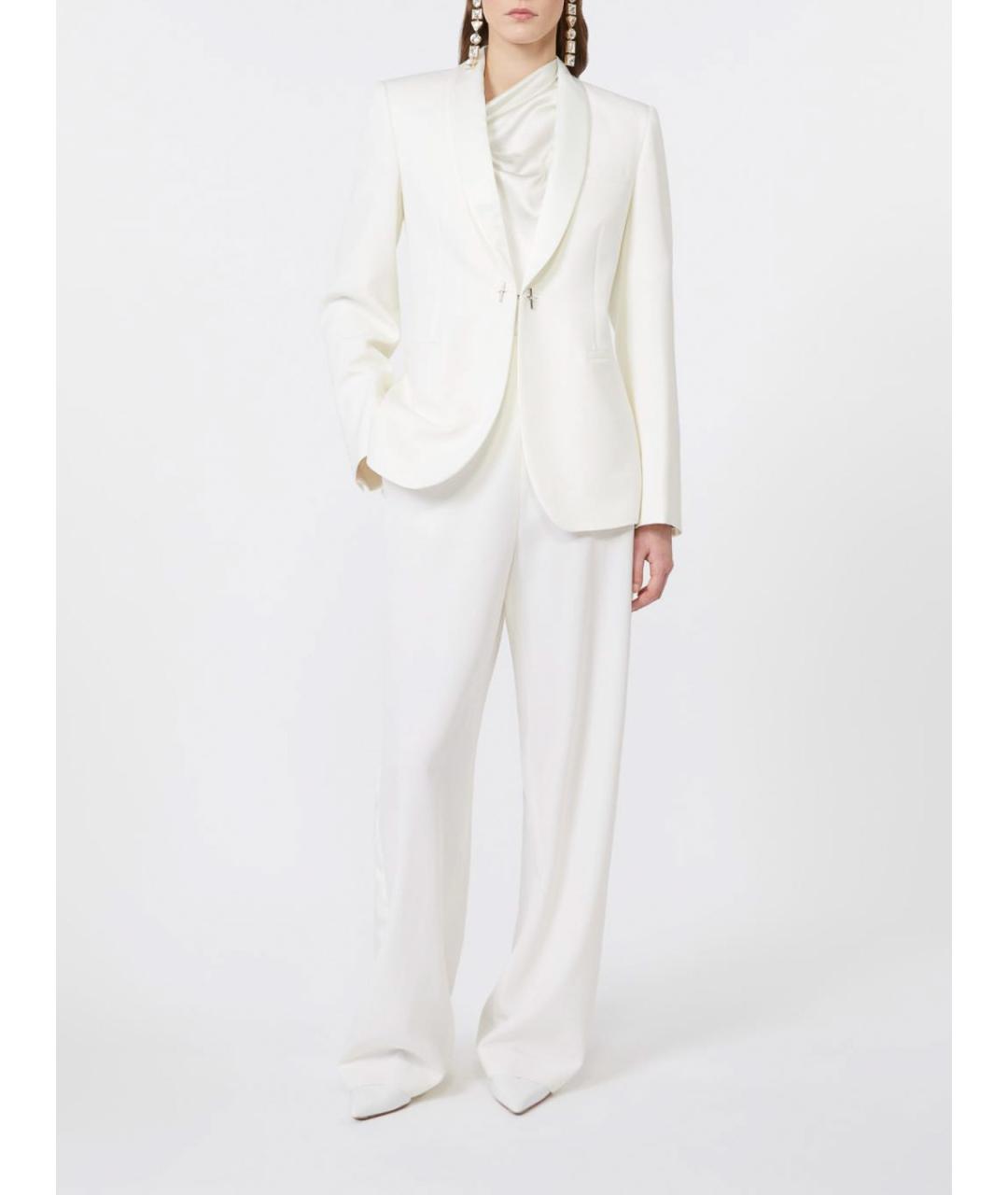 MAX MARA Белые шерстяные брюки широкие, фото 2