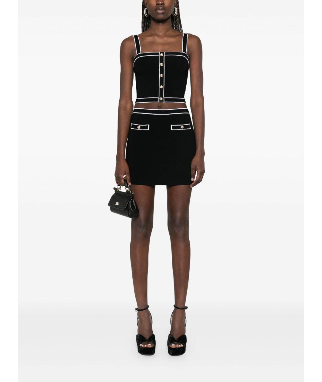 ALICE+OLIVIA Черная шерстяная юбка миди, фото 3