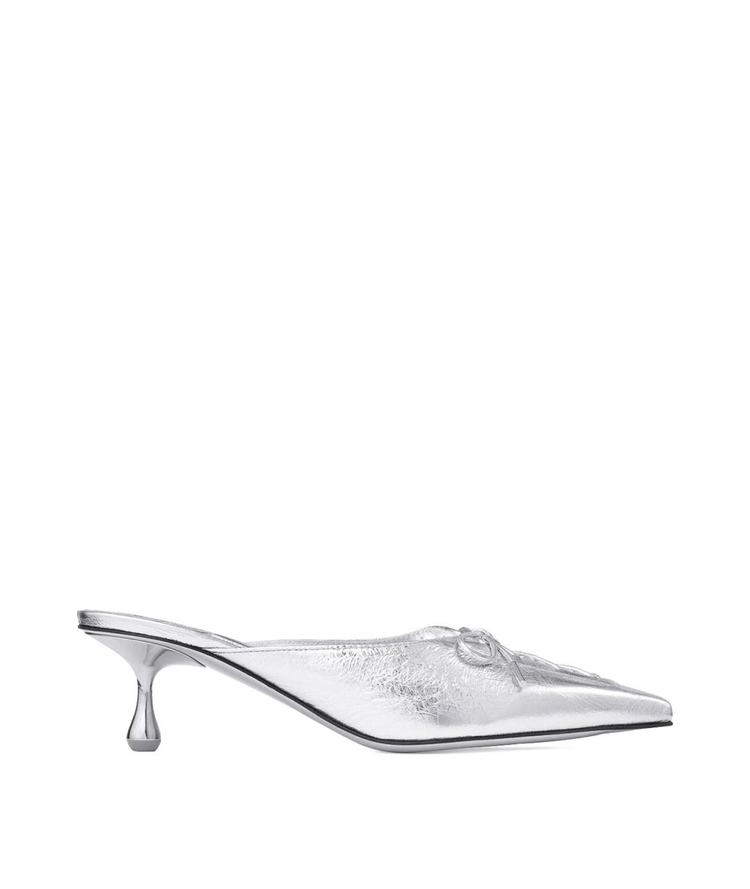 JIMMY CHOO Серебряные кожаные мюли, фото 1