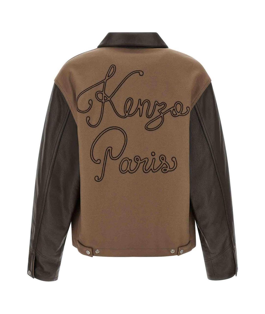 KENZO Коричневая кожаная куртка, фото 2