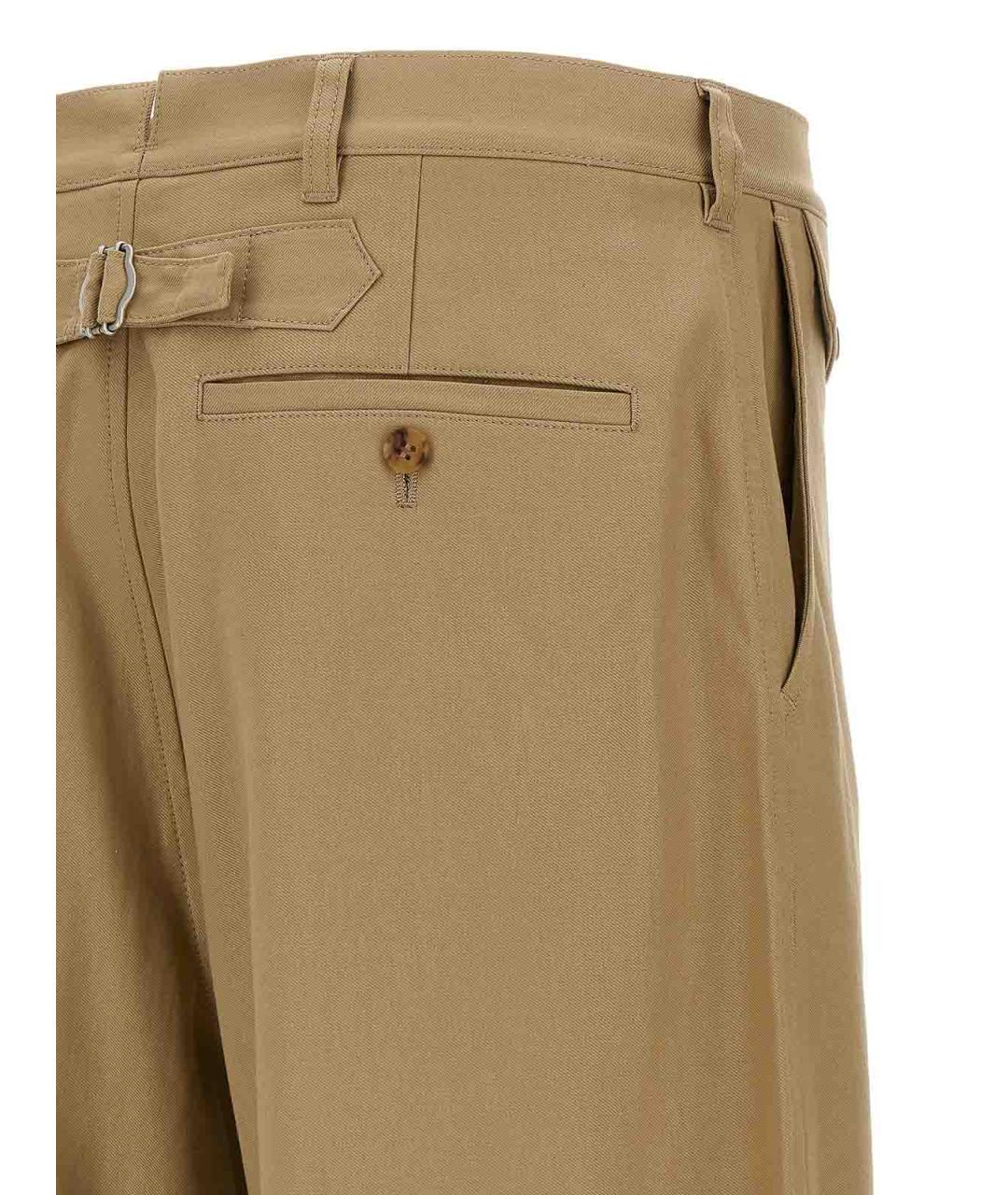 COMME DES GARÇONS HOMME PLUS Бежевые хлопковые повседневные брюки, фото 4