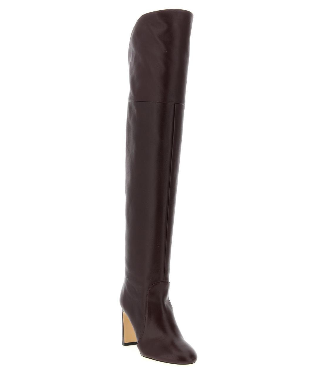 STUART WEITZMAN Бордовые кожаные сапоги, фото 2