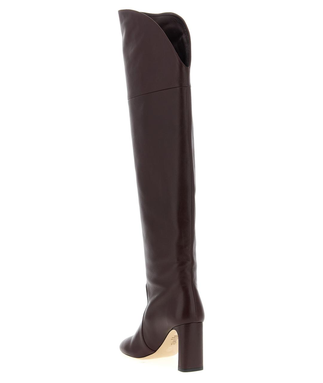 STUART WEITZMAN Бордовые кожаные сапоги, фото 3