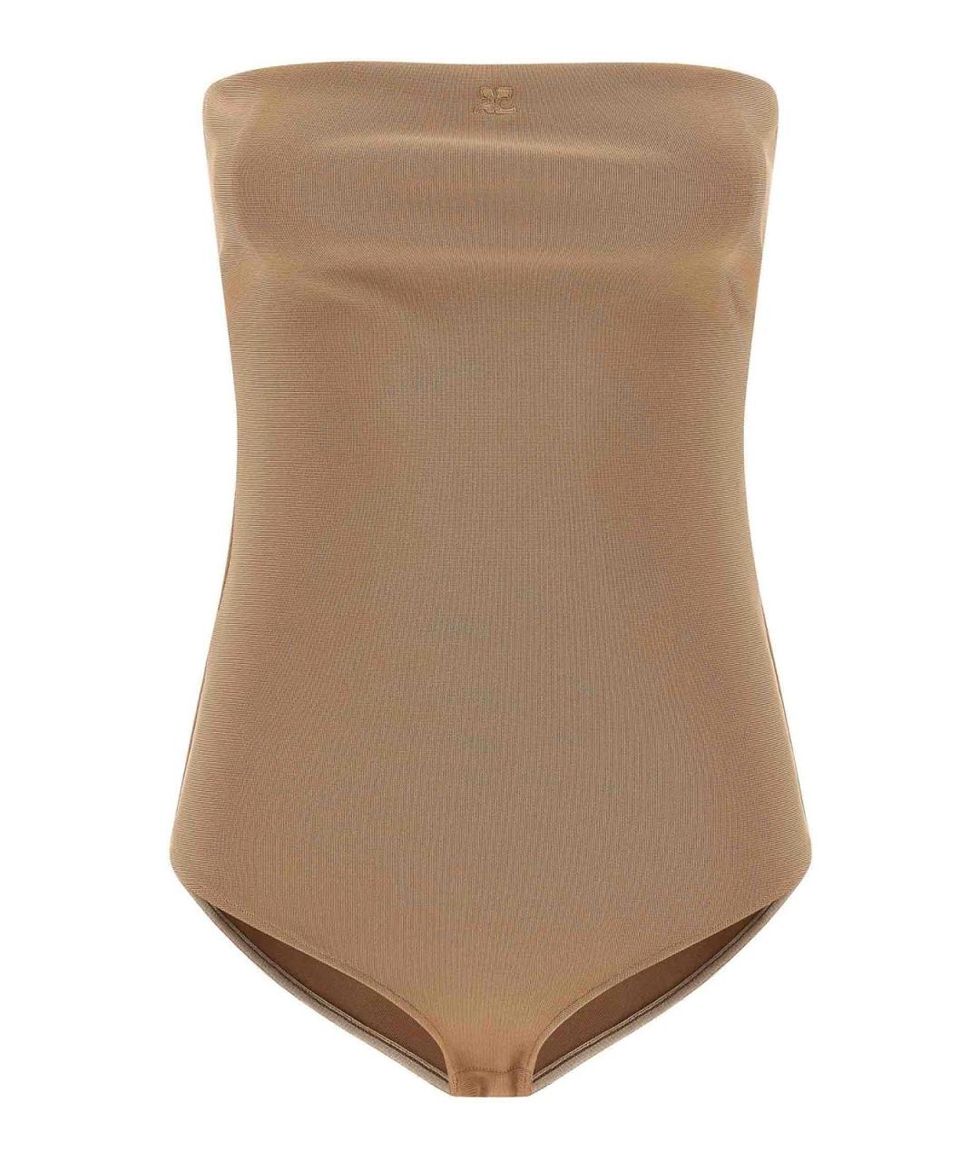 COURREGES Бежевое вискозное боди, фото 1