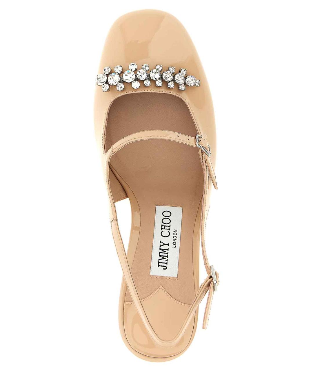 JIMMY CHOO Бежевые туфли из лакированной кожи, фото 4