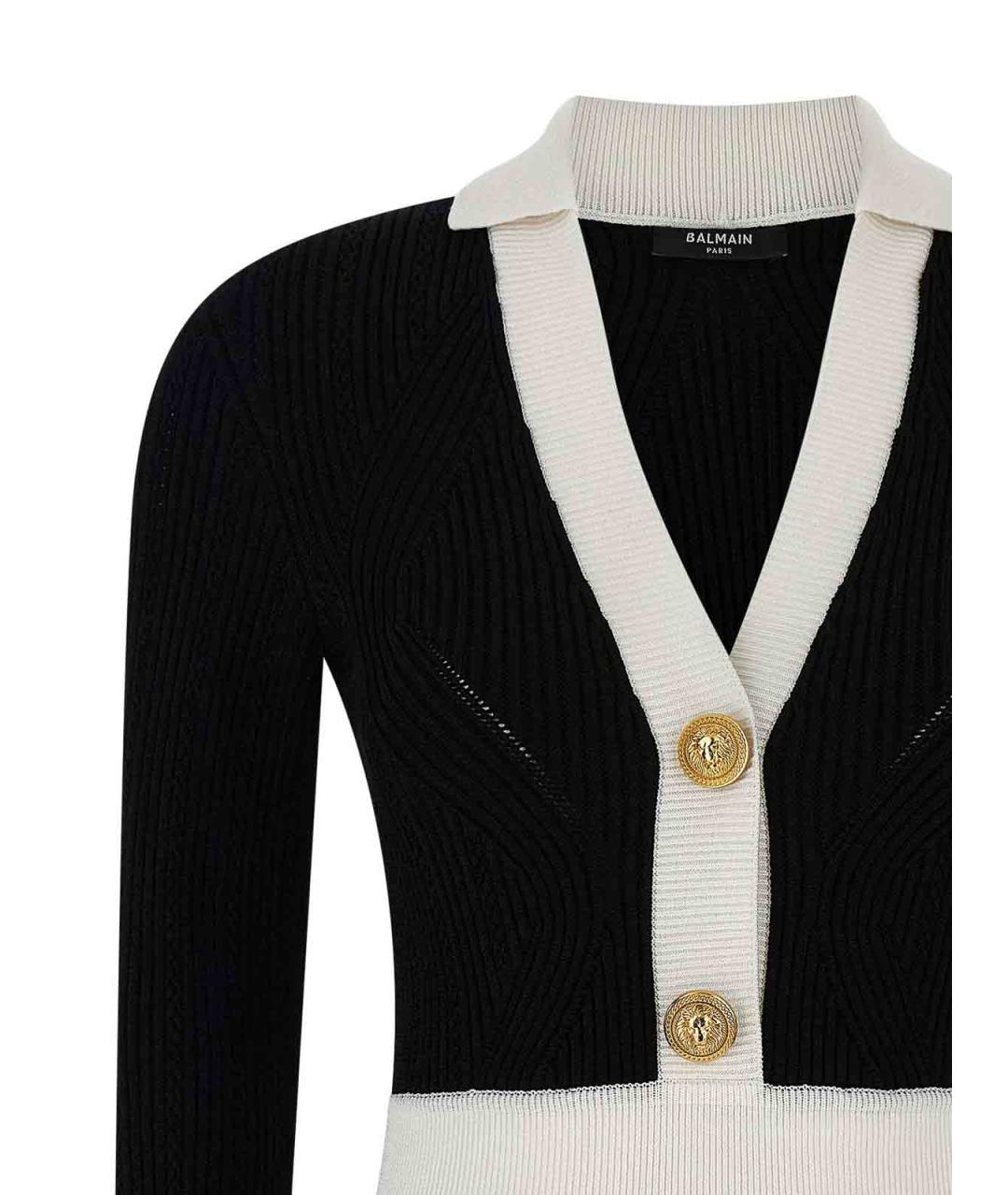 BALMAIN Черное вискозное повседневное платье, фото 3