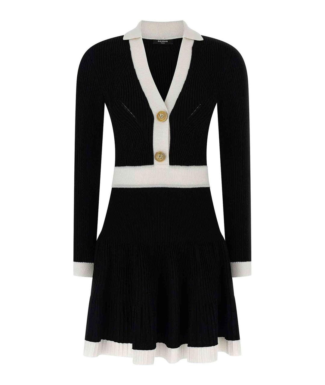 BALMAIN Черное вискозное повседневное платье, фото 1