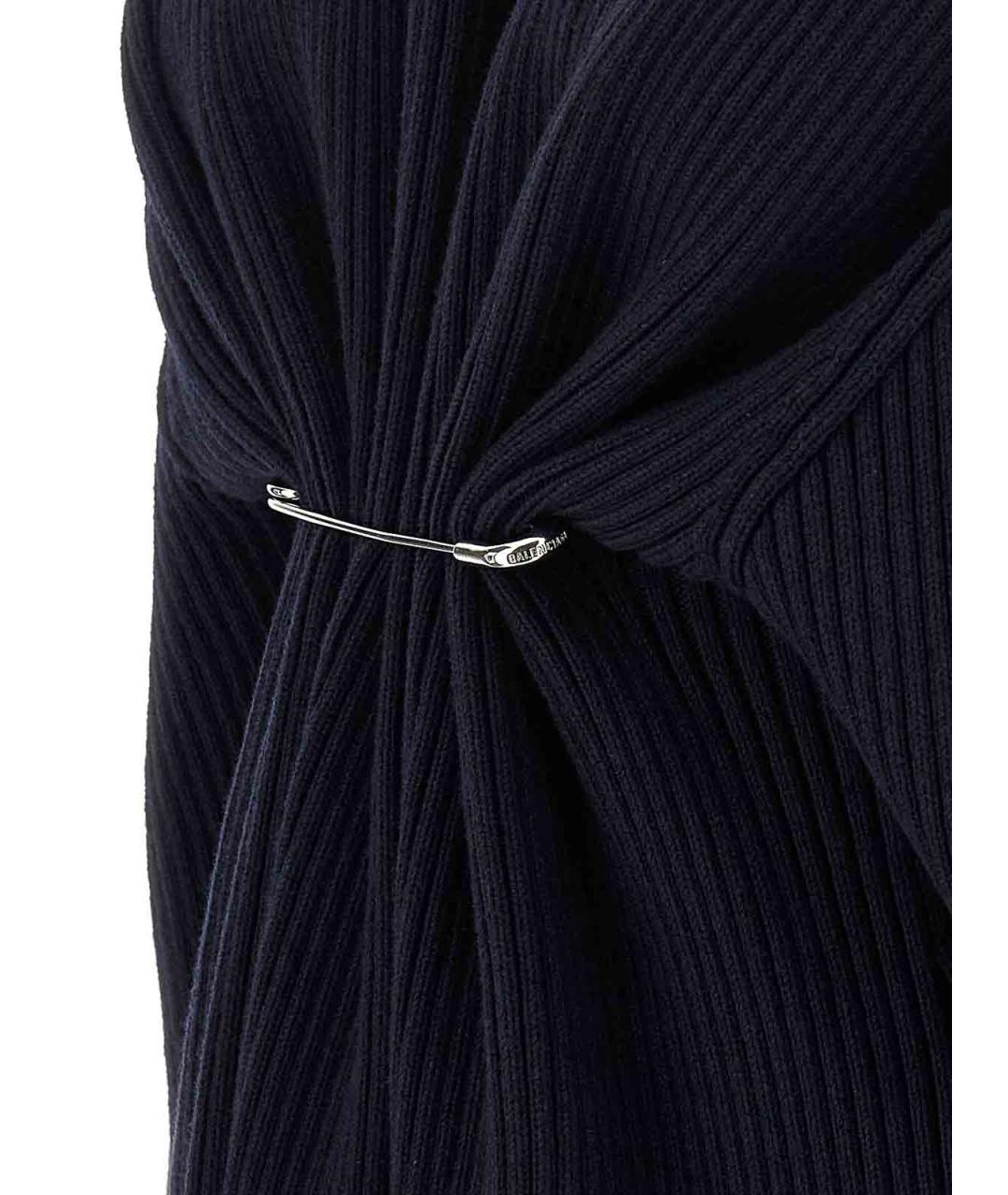 BALENCIAGA Темно-синее шерстяное повседневное платье, фото 4