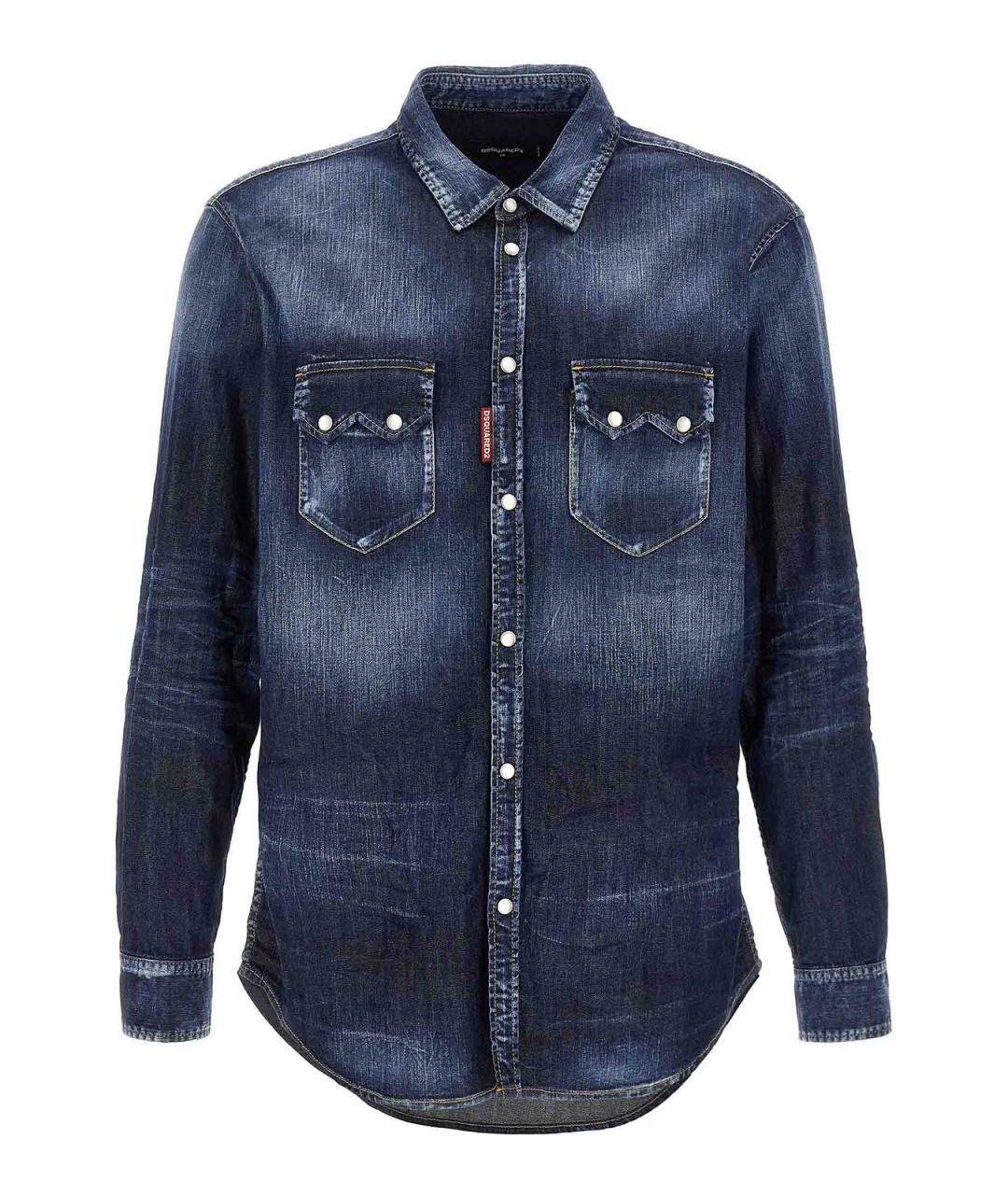 DSQUARED2 Синяя хлопковая классическая рубашка, фото 1