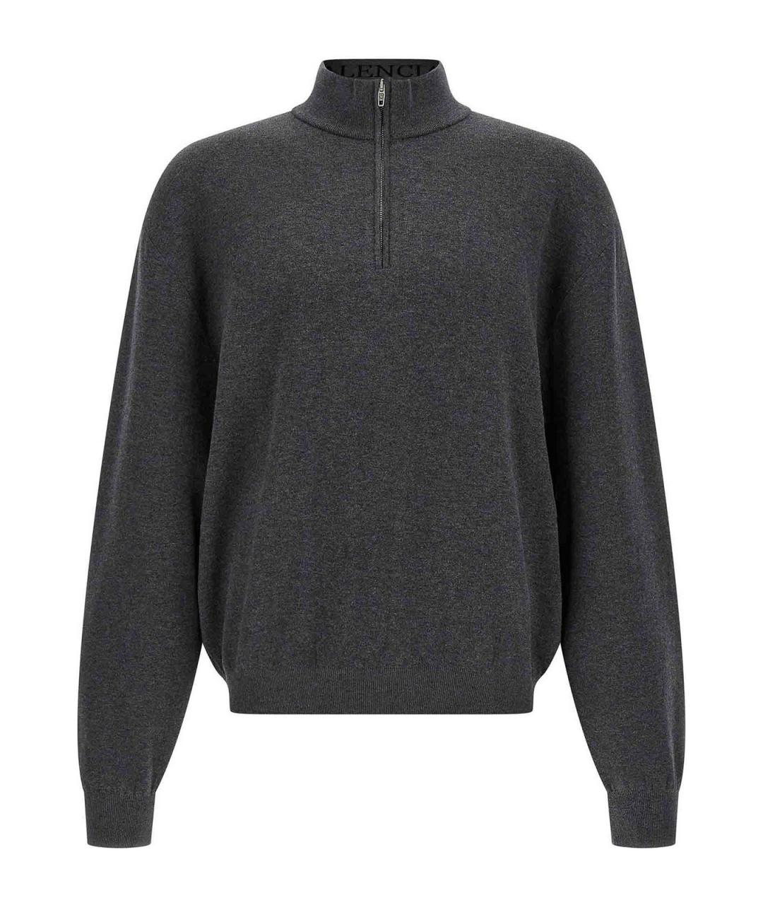 BALENCIAGA Антрацитовый хлопковый джемпер / свитер, фото 1