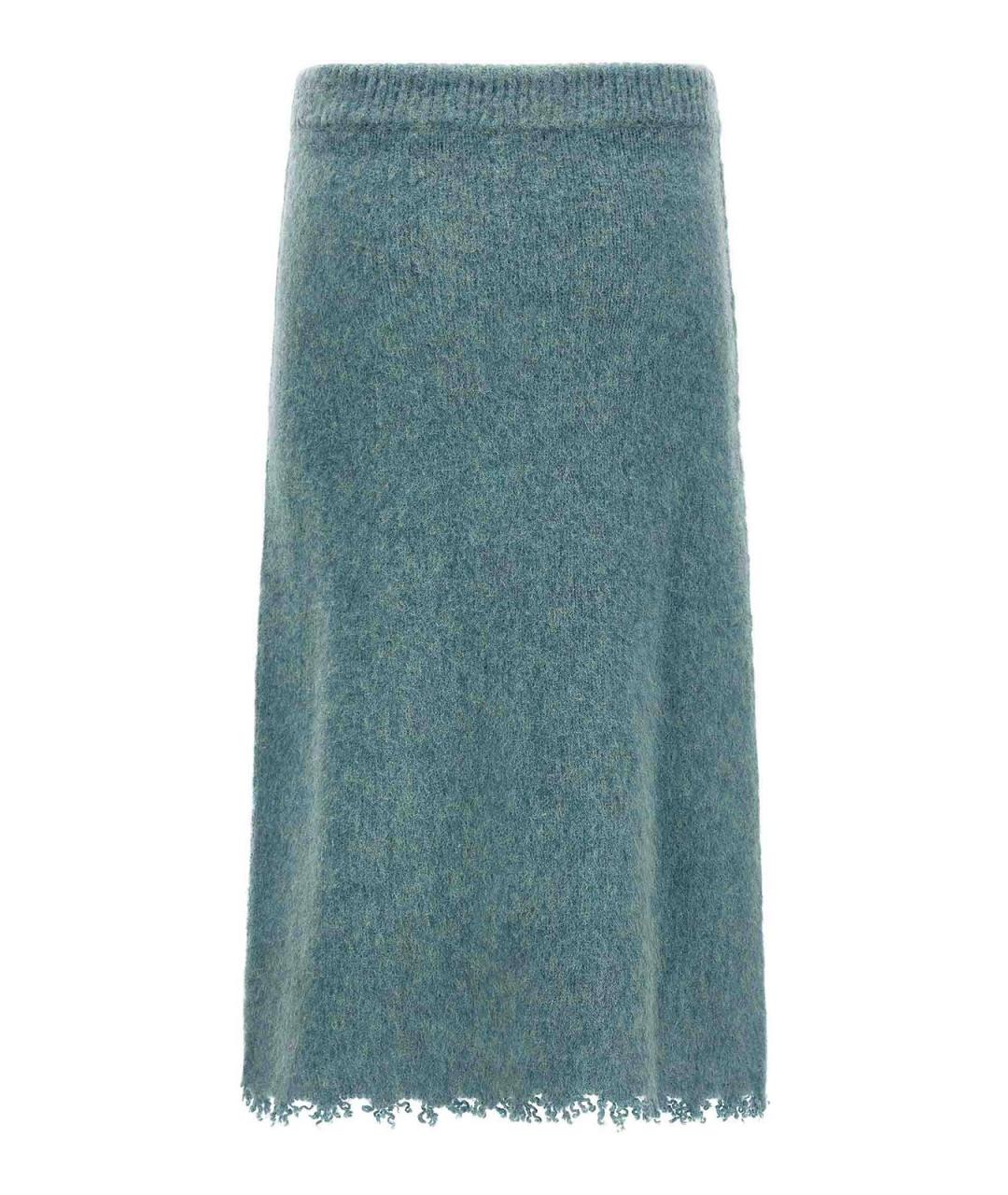JIL SANDER Голубая шерстяная юбка миди, фото 2