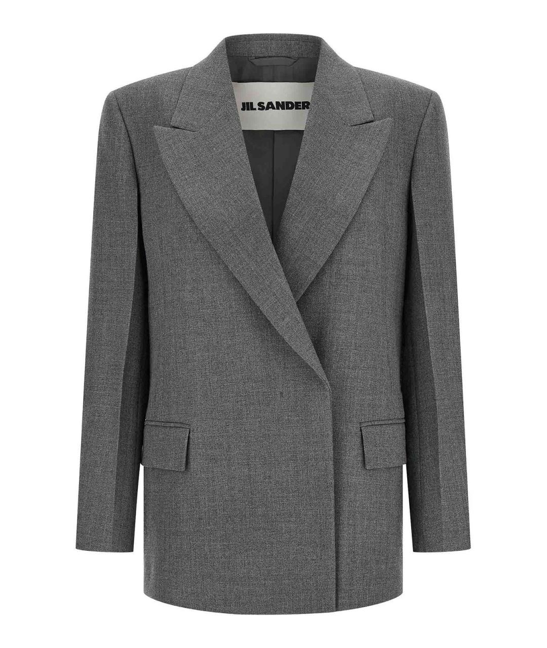JIL SANDER Серый шерстяной жакет/пиджак, фото 1