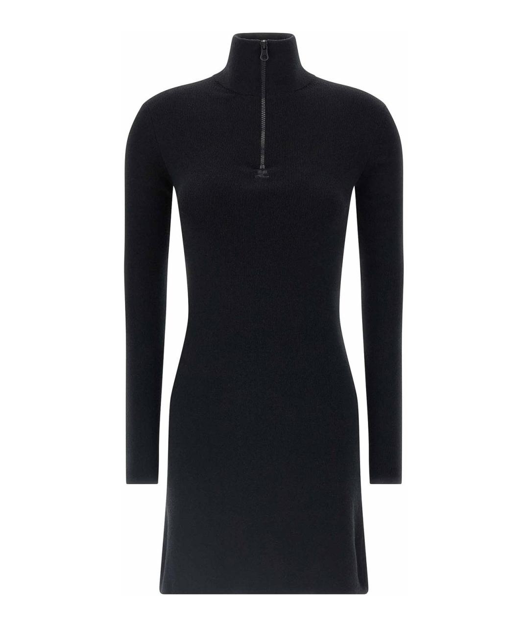 COURREGES Черное шерстяное повседневное платье, фото 1