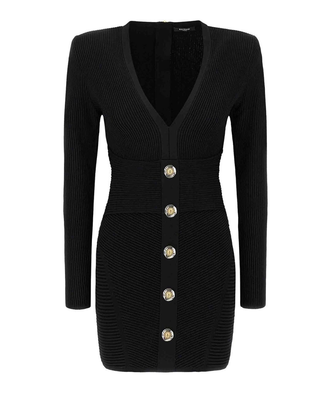 BALMAIN Черное вискозное повседневное платье, фото 1