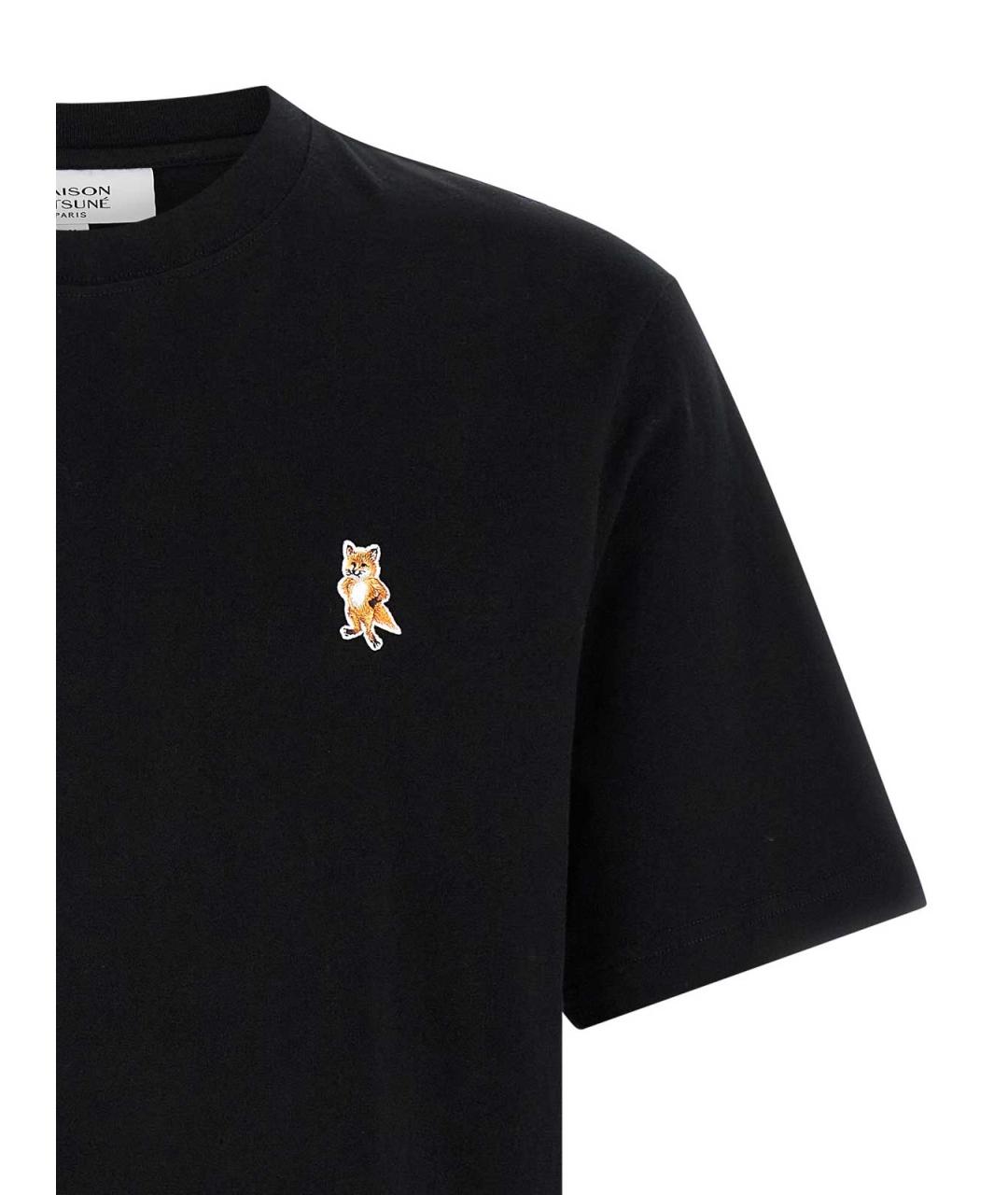 MAISON KITSUNE Черная хлопковая футболка, фото 3