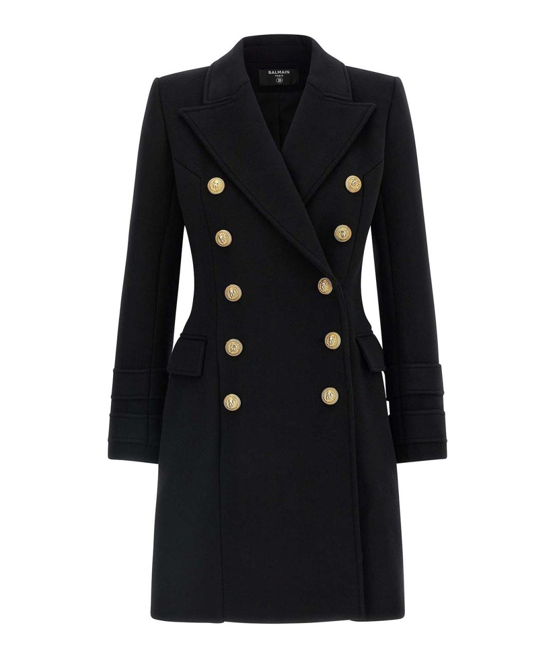 BALMAIN Черное шерстяное пальто, фото 1