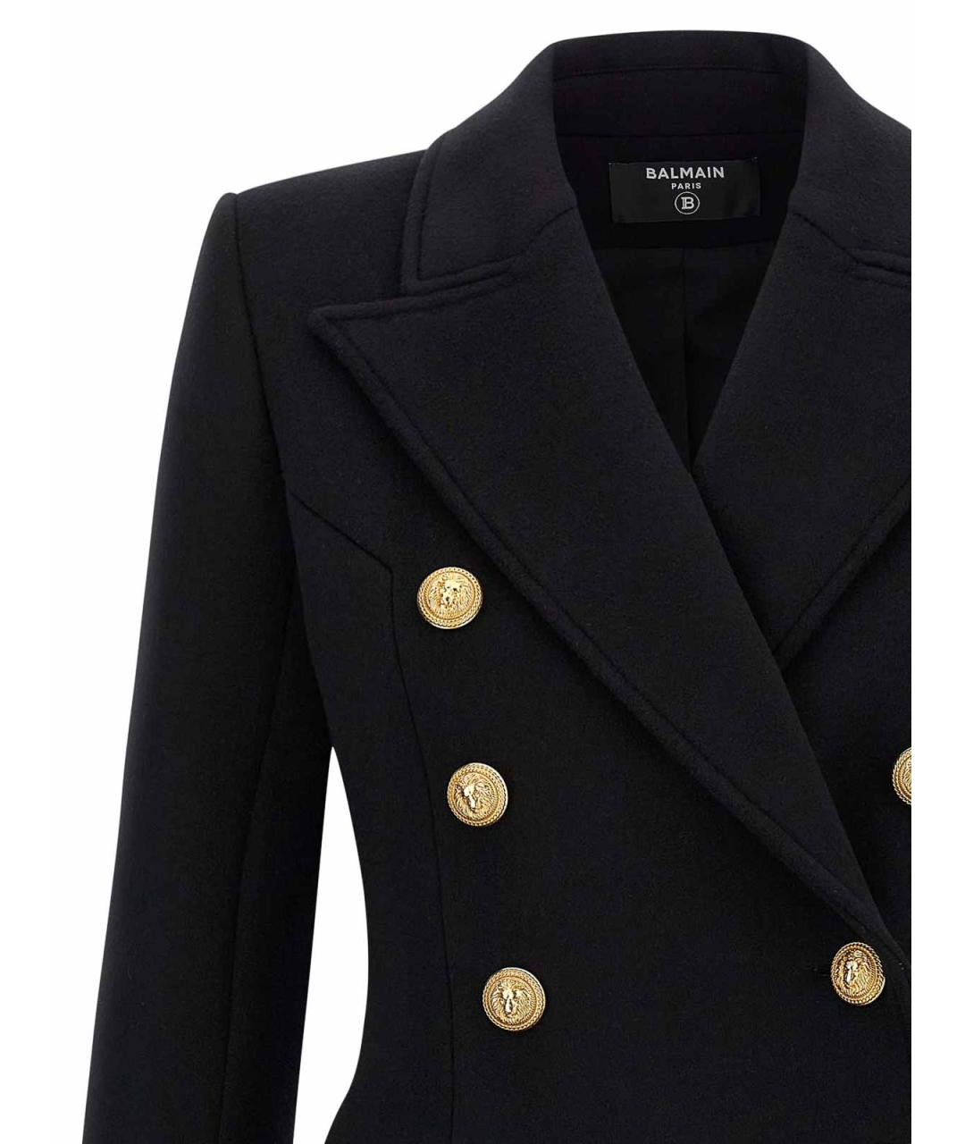 BALMAIN Черное шерстяное пальто, фото 3