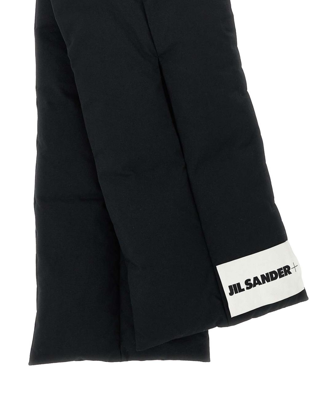 JIL SANDER Черный хлопковый шарф, фото 3