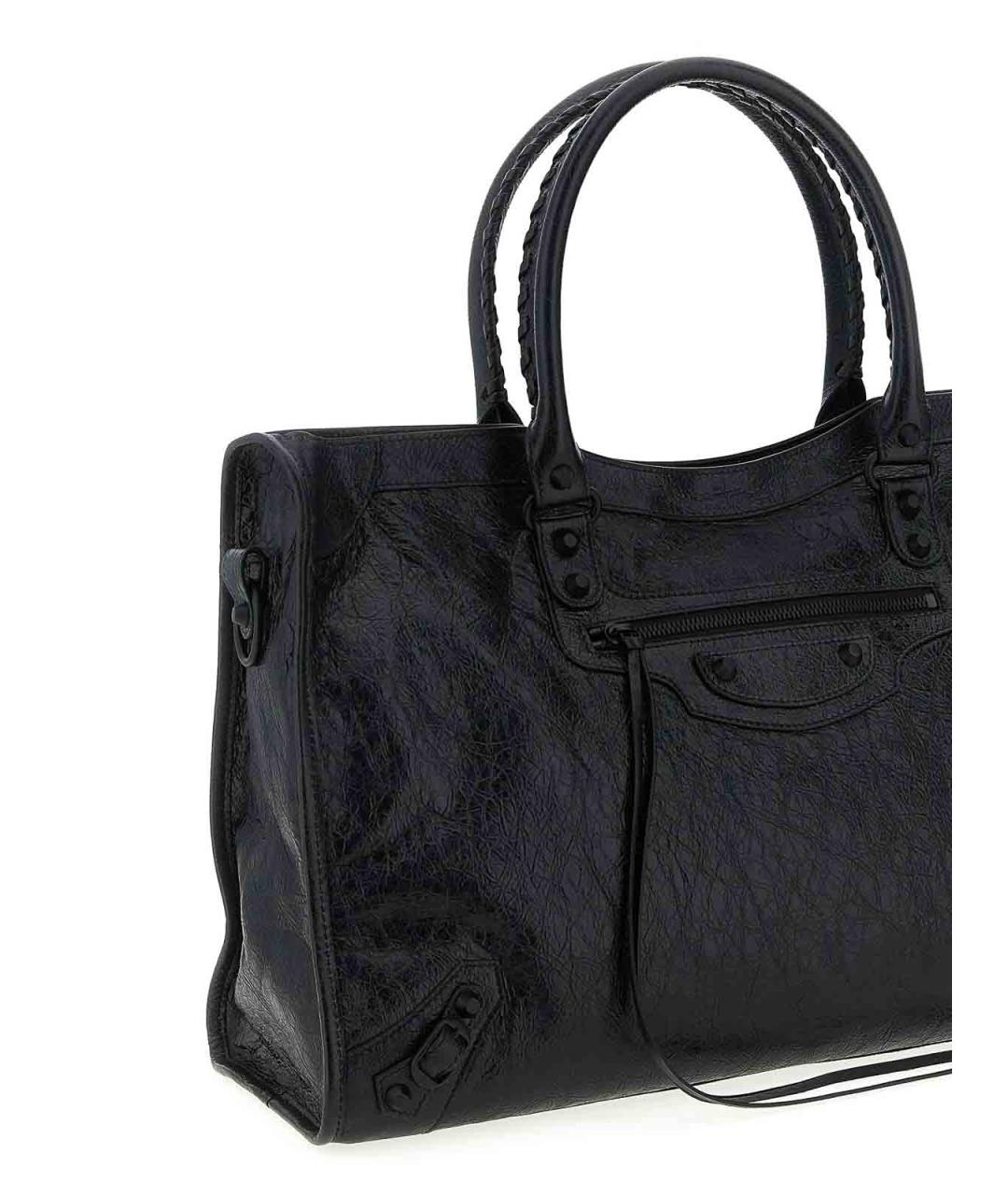 BALENCIAGA Черная кожаная сумка тоут, фото 3