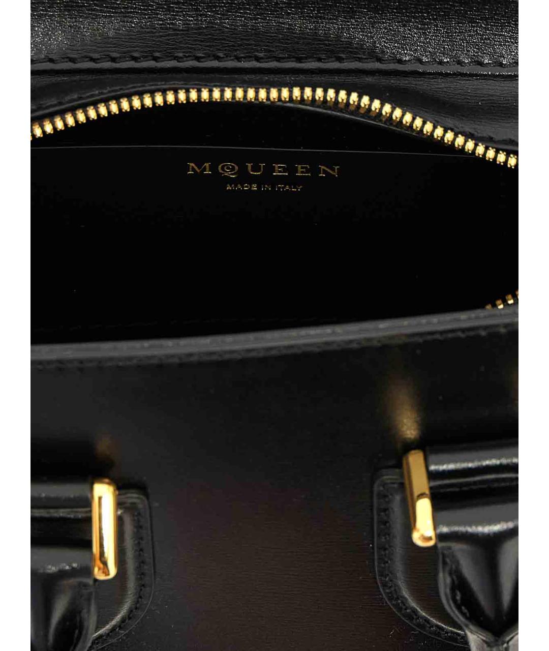 ALEXANDER MCQUEEN Черная кожаная сумка с короткими ручками, фото 4