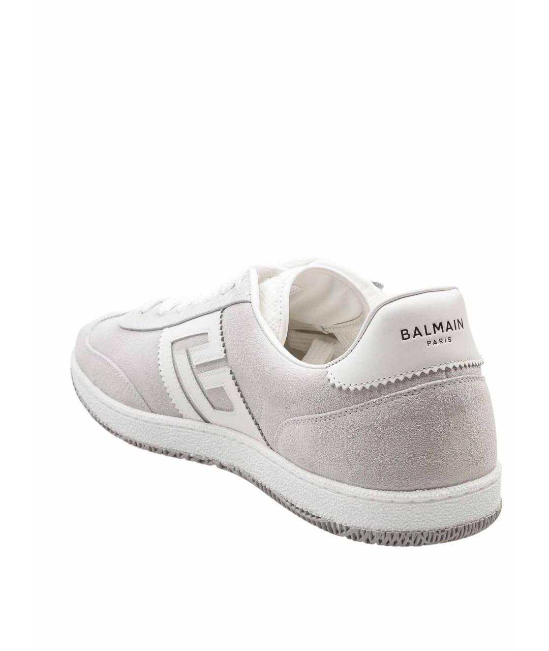 BALMAIN Белые замшевые низкие кроссовки / кеды, фото 4