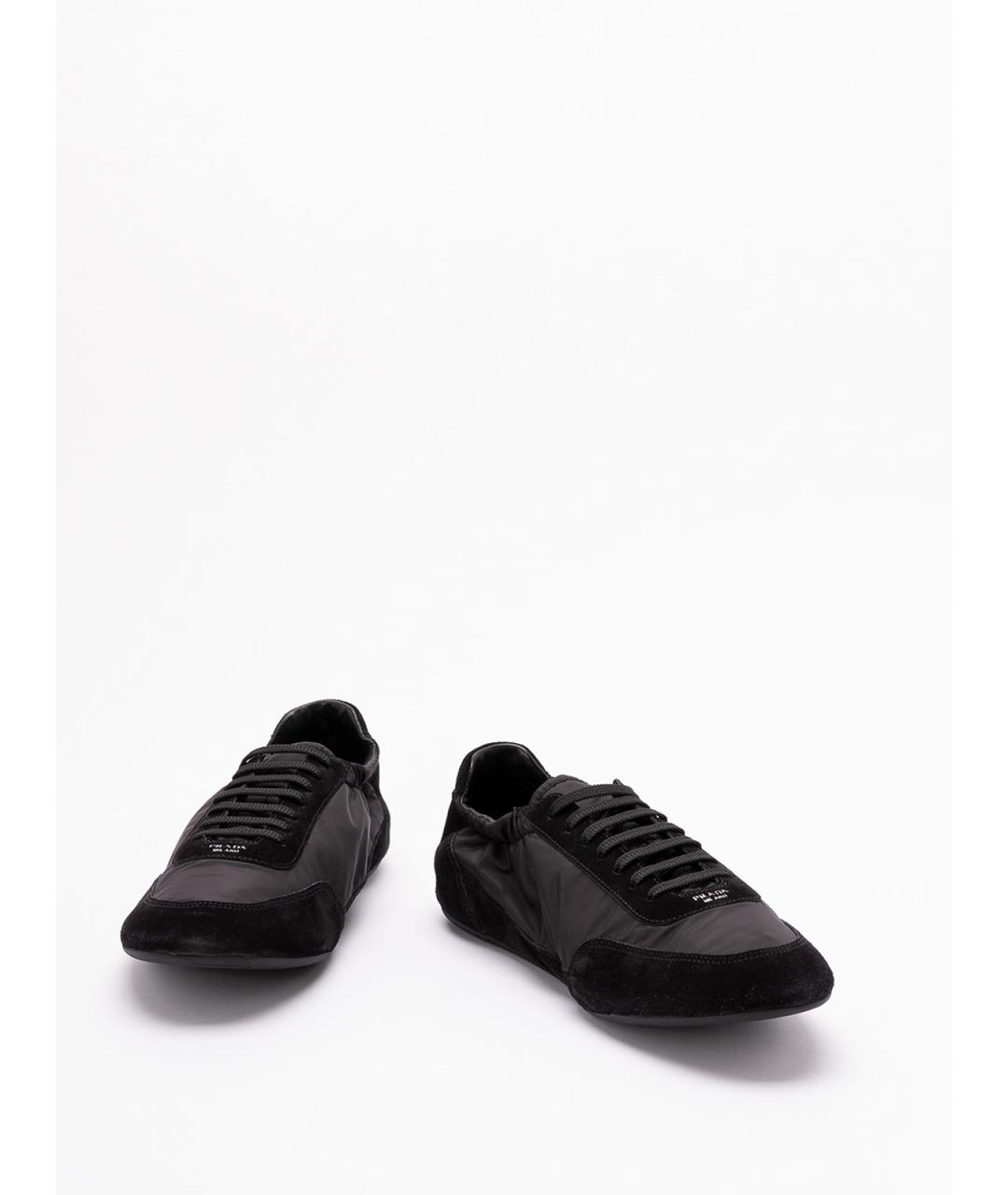 PRADA Черные текстильные низкие кроссовки / кеды, фото 2